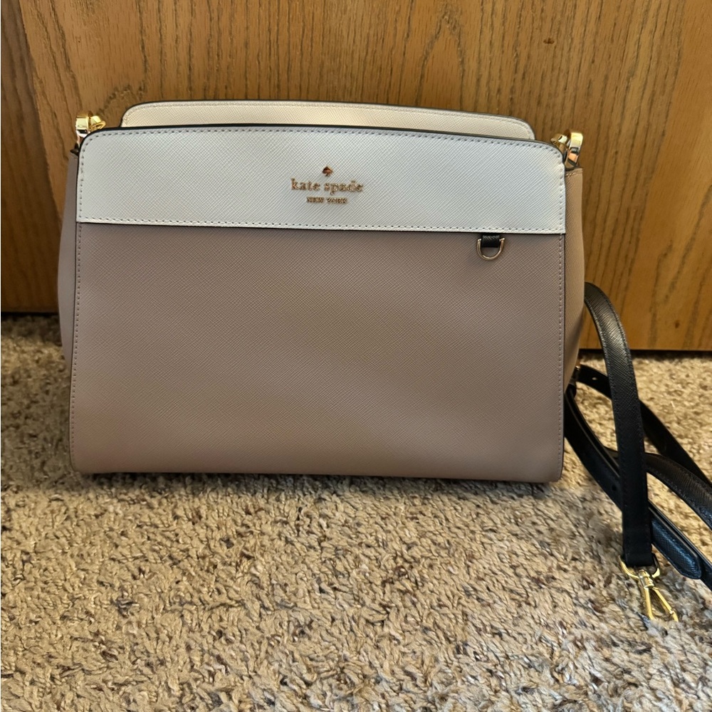 kate spade Tan and White Crossbody Bag